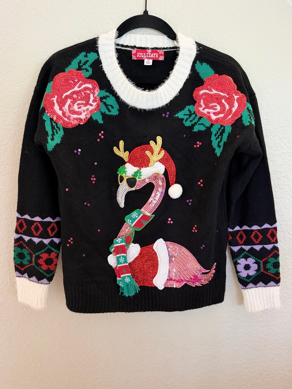 Jollidays Festive Flamingo Christmas Sweater - Size XS